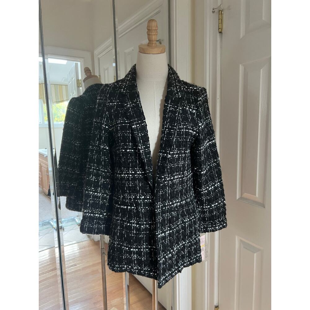 Nanette Lepore Black and White Textured Blazer